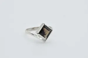 Smoky Topaz Ring - Genuine Topaz Ring - Vintage Square Ring