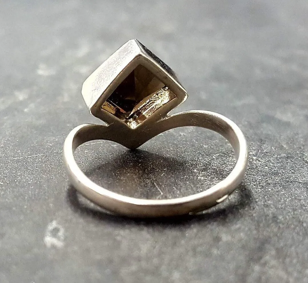 Smoky Topaz Ring - Genuine Topaz Ring - Vintage Square Ring