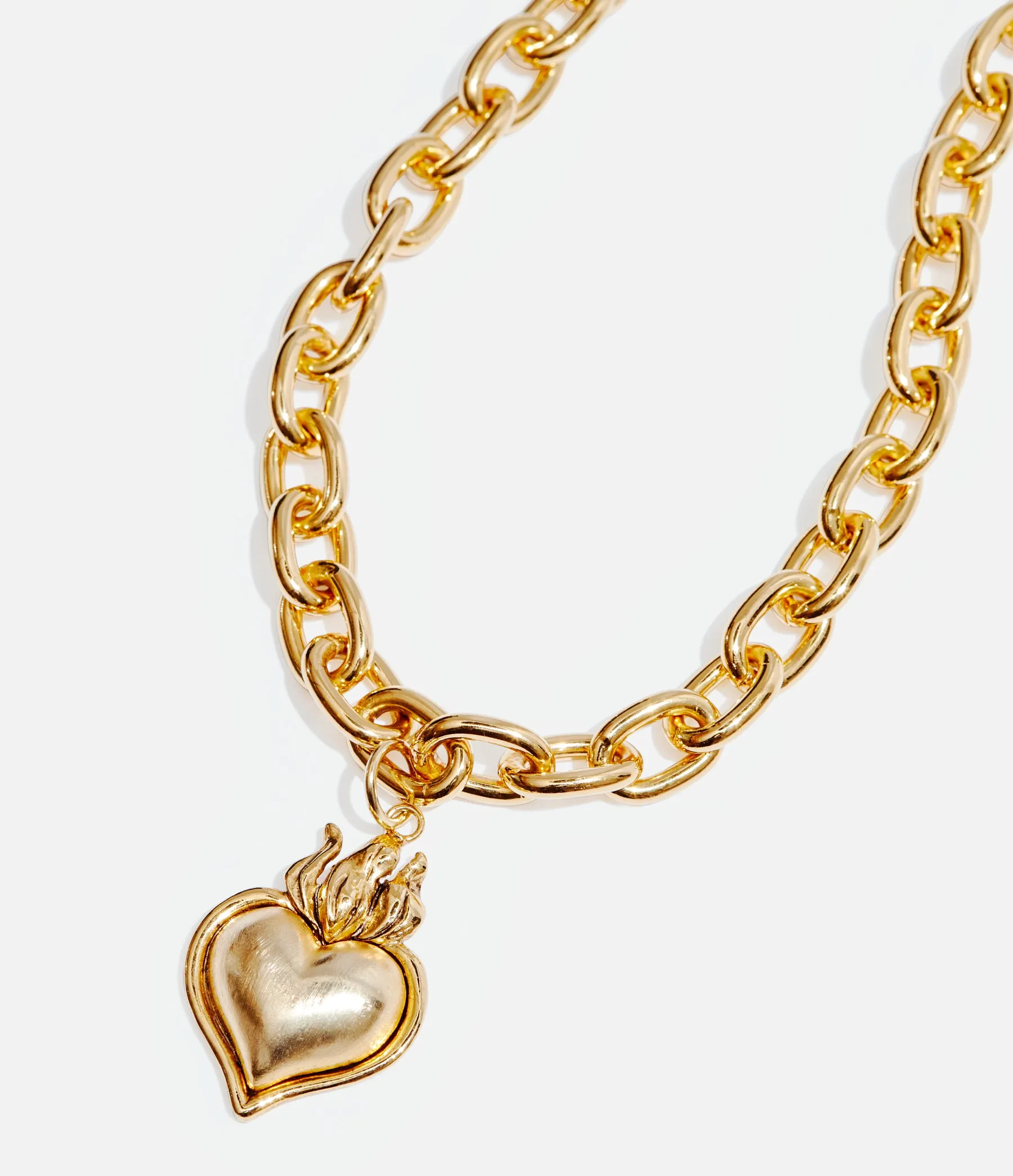 Smooth Hearts Aflame Chunky Chain Necklace