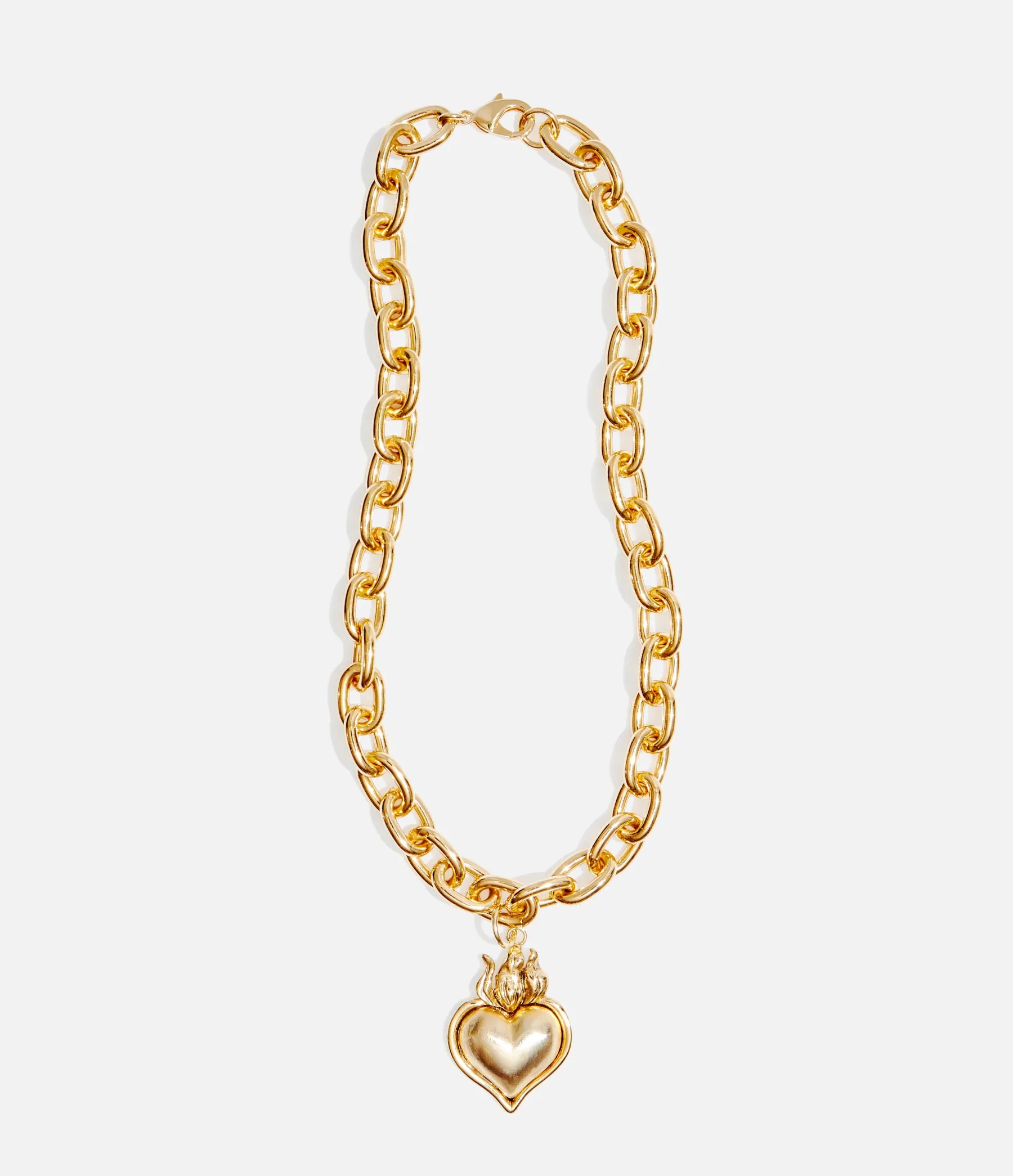 Smooth Hearts Aflame Chunky Chain Necklace