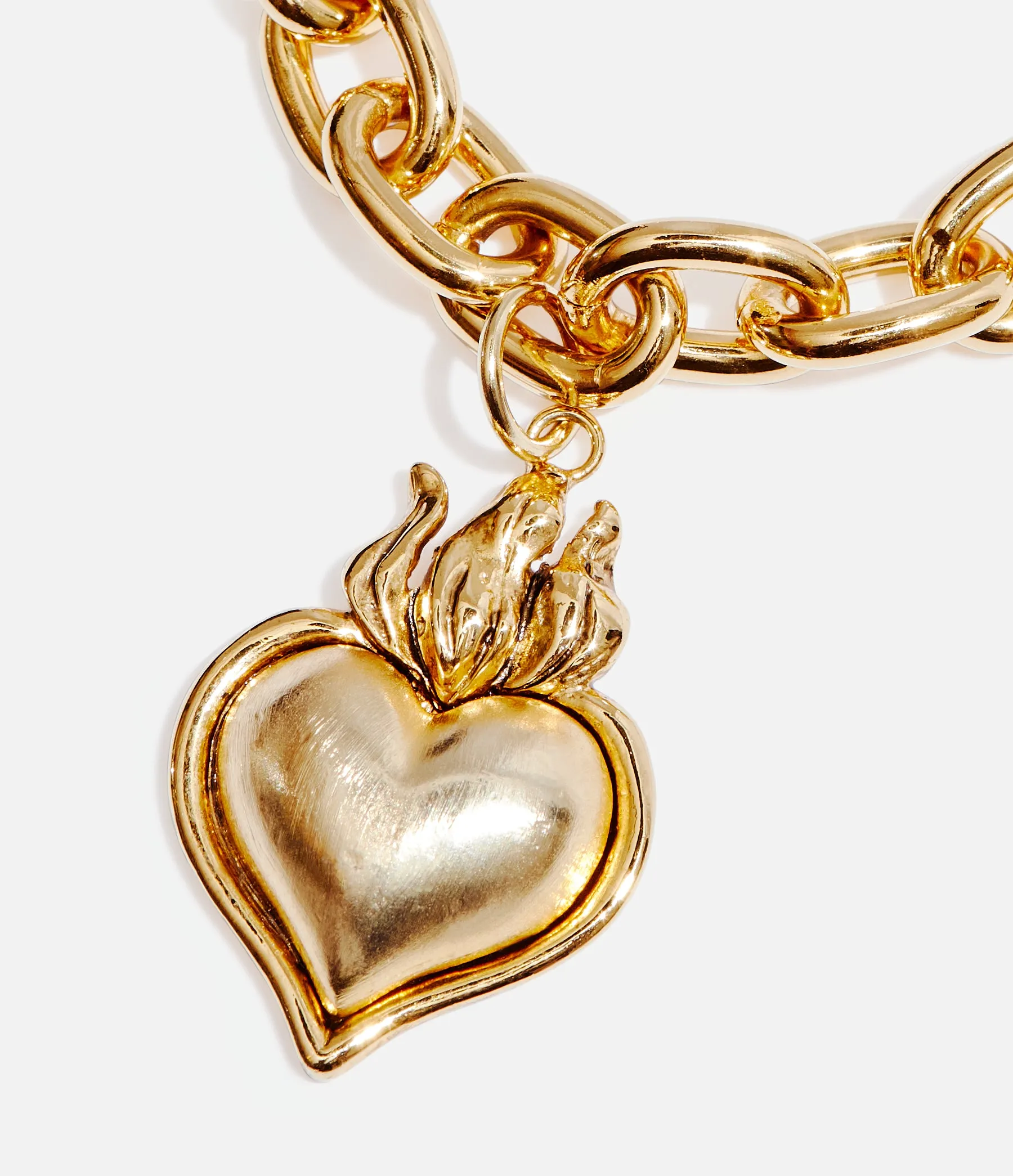 Smooth Hearts Aflame Chunky Chain Necklace