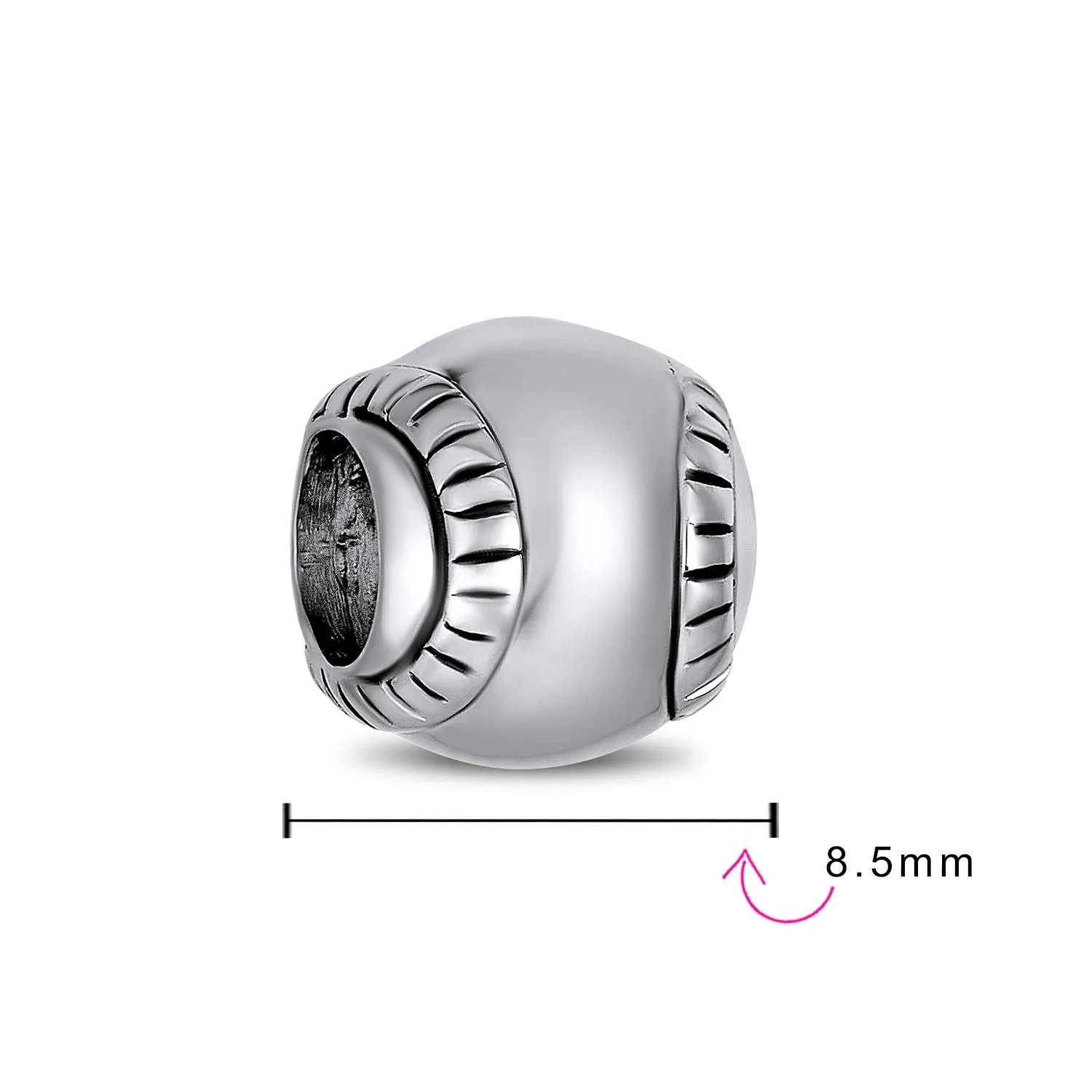 Softball Team Charm Bead Sterling Silver for European Bracelets