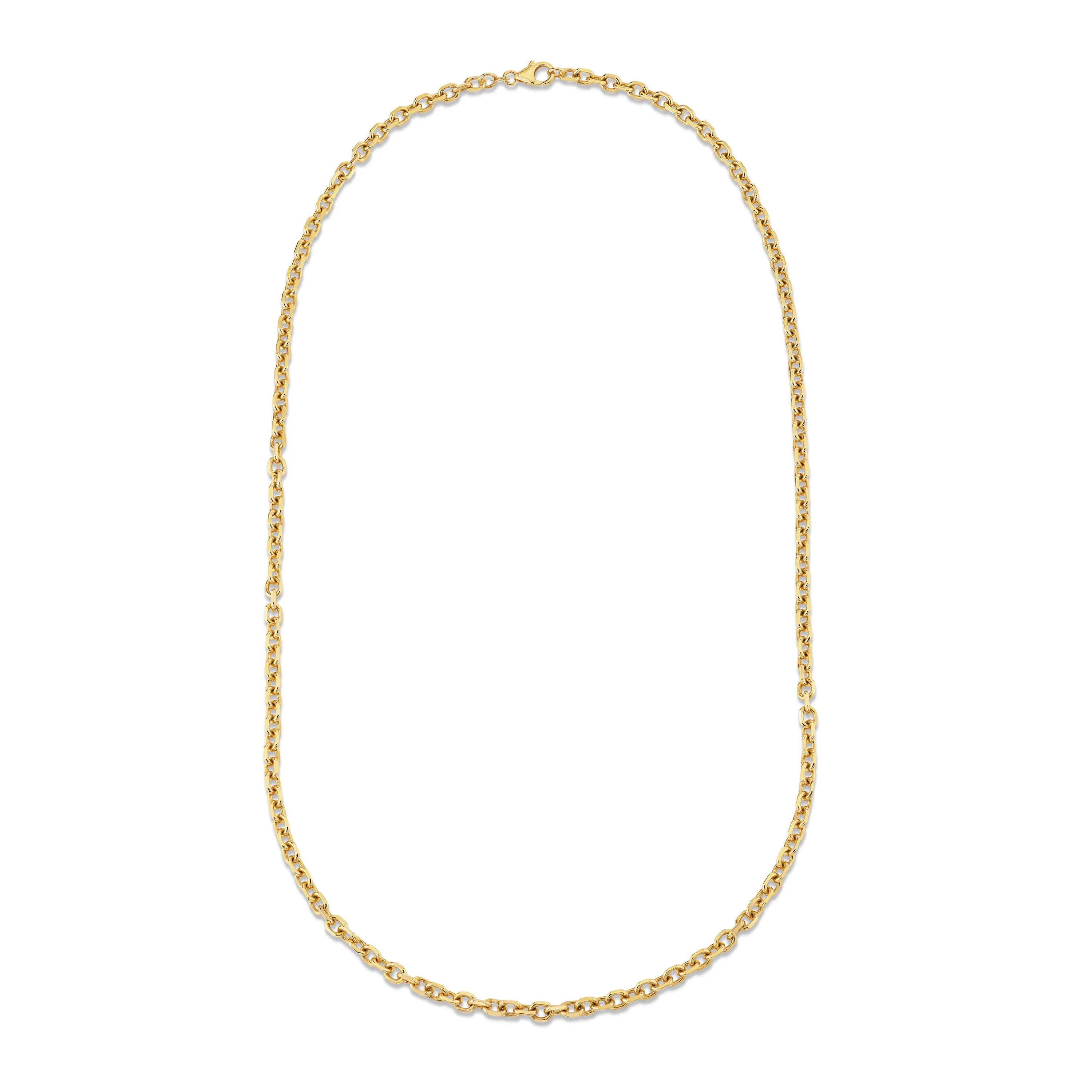 SOLID GOLD HAMMERED ROLO CHAIN NECKLACE