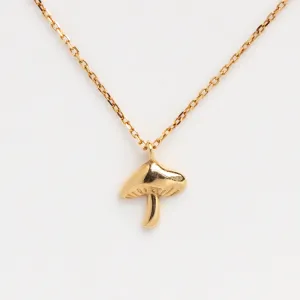 Solid Gold Mushroom Necklace