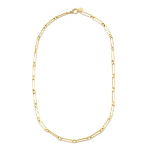 SOLID GOLD PAPER CLIP CHAIN NECKLACE