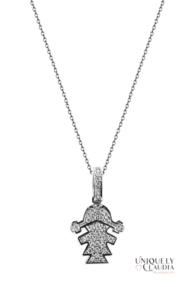 Stainless Steel Daughter Love Pave Necklace