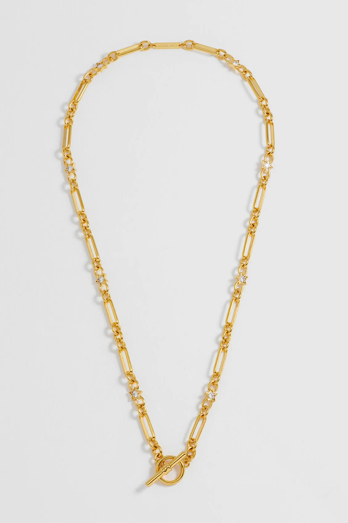 Star Paperclip Link T-Bar Necklace