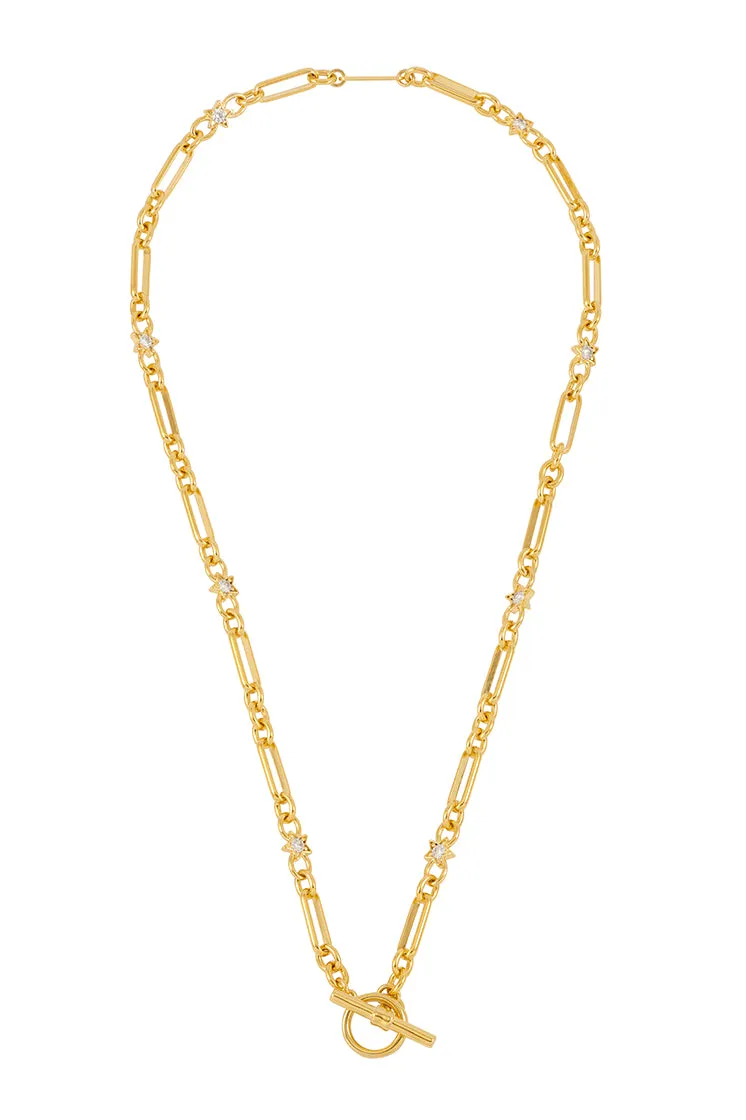 Star Paperclip Link T-Bar Necklace