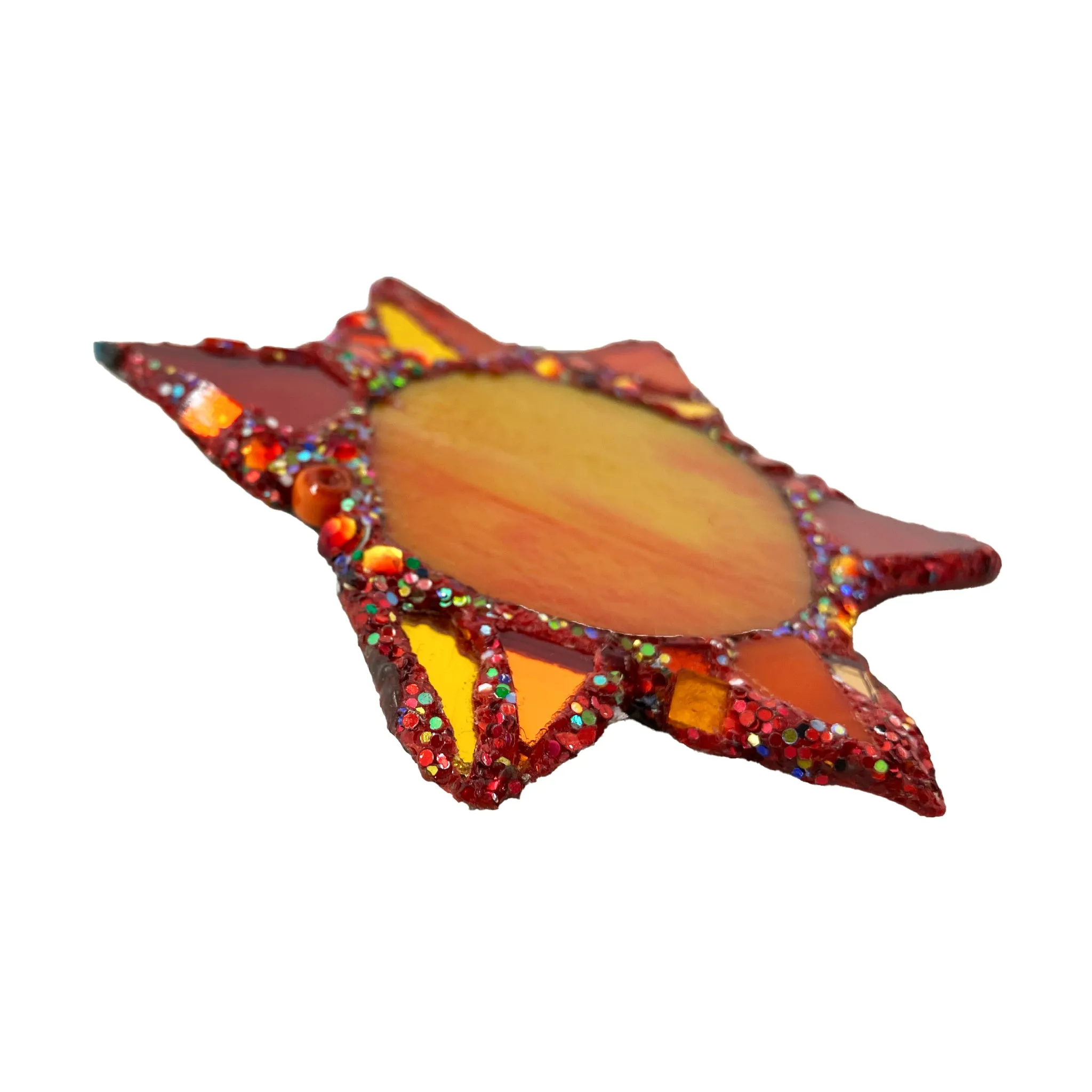 SUNSET, RED & ORANGE STAR BROOCH, 2023