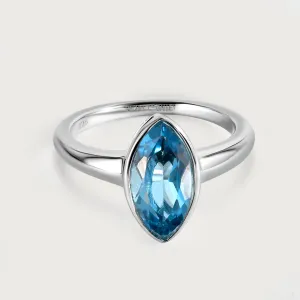 Surf Moon Ring with Swiss Blue Topaz