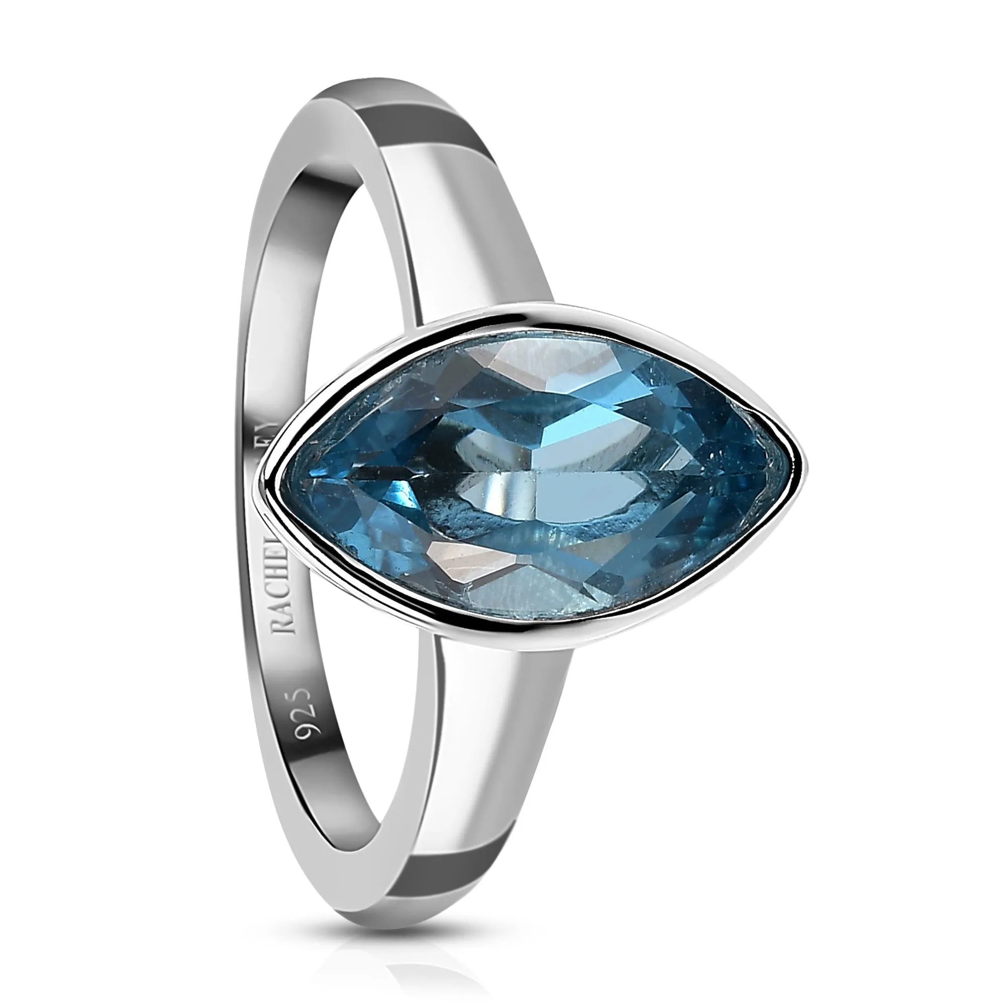 Surf Moon Ring with Swiss Blue Topaz