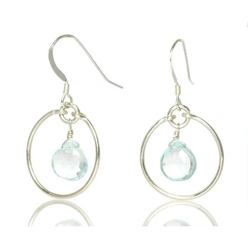 Swiss Blue Topaz Earrings with Sterling Silver Earwires