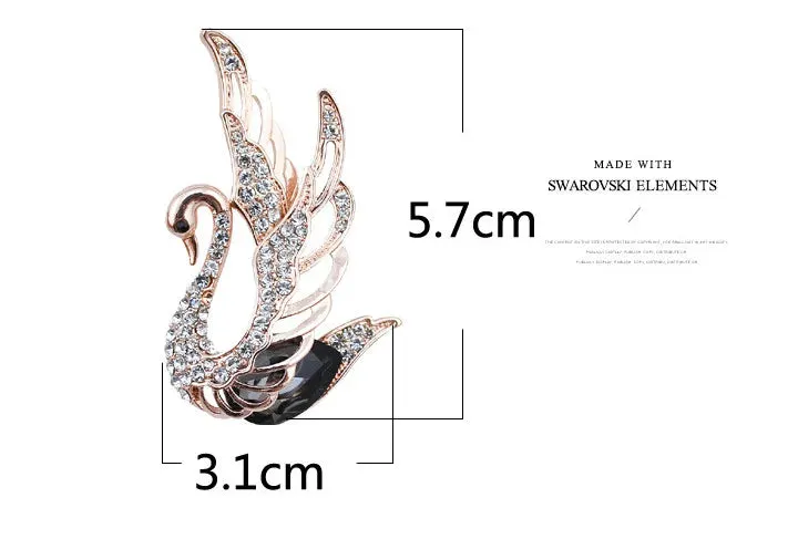 TEEK - Rhinestone and Crystal Swan Brooches