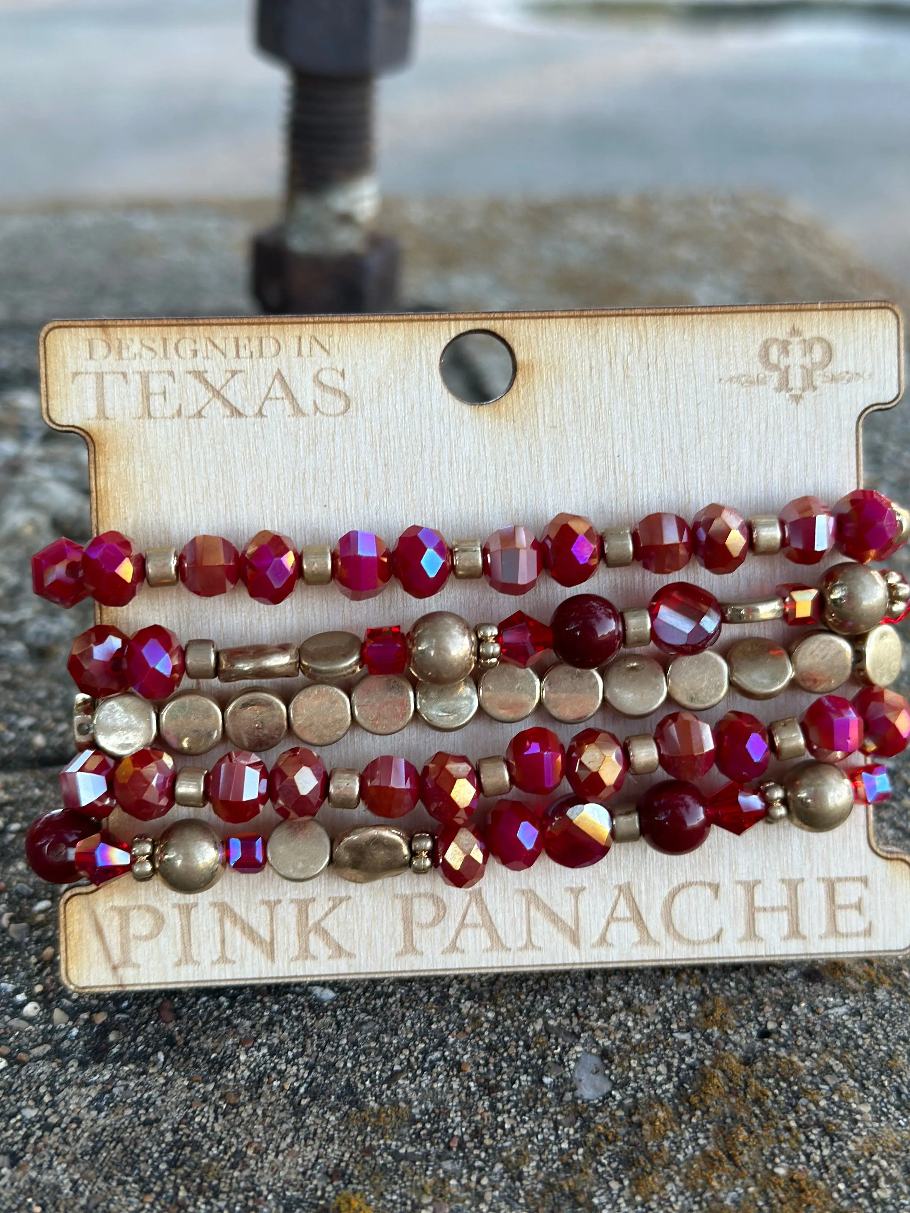 The Pink Panache Holiday Red Stack Bracelet Set