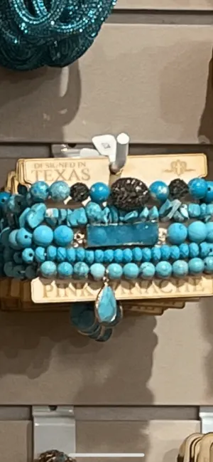 The Pink Panache Turquoise Stone Stack Bracelet Set