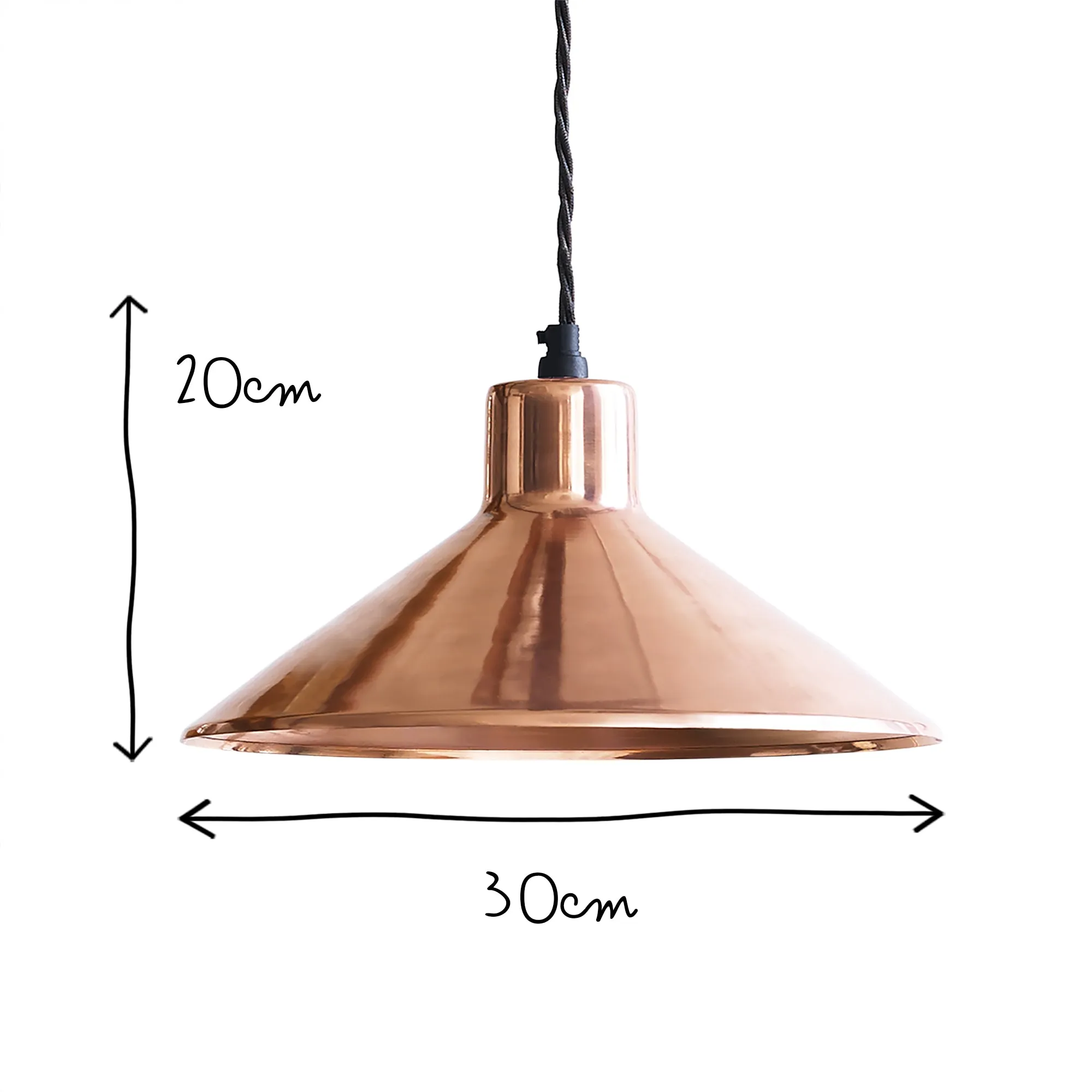 Thea pendant light in copper with copper interior