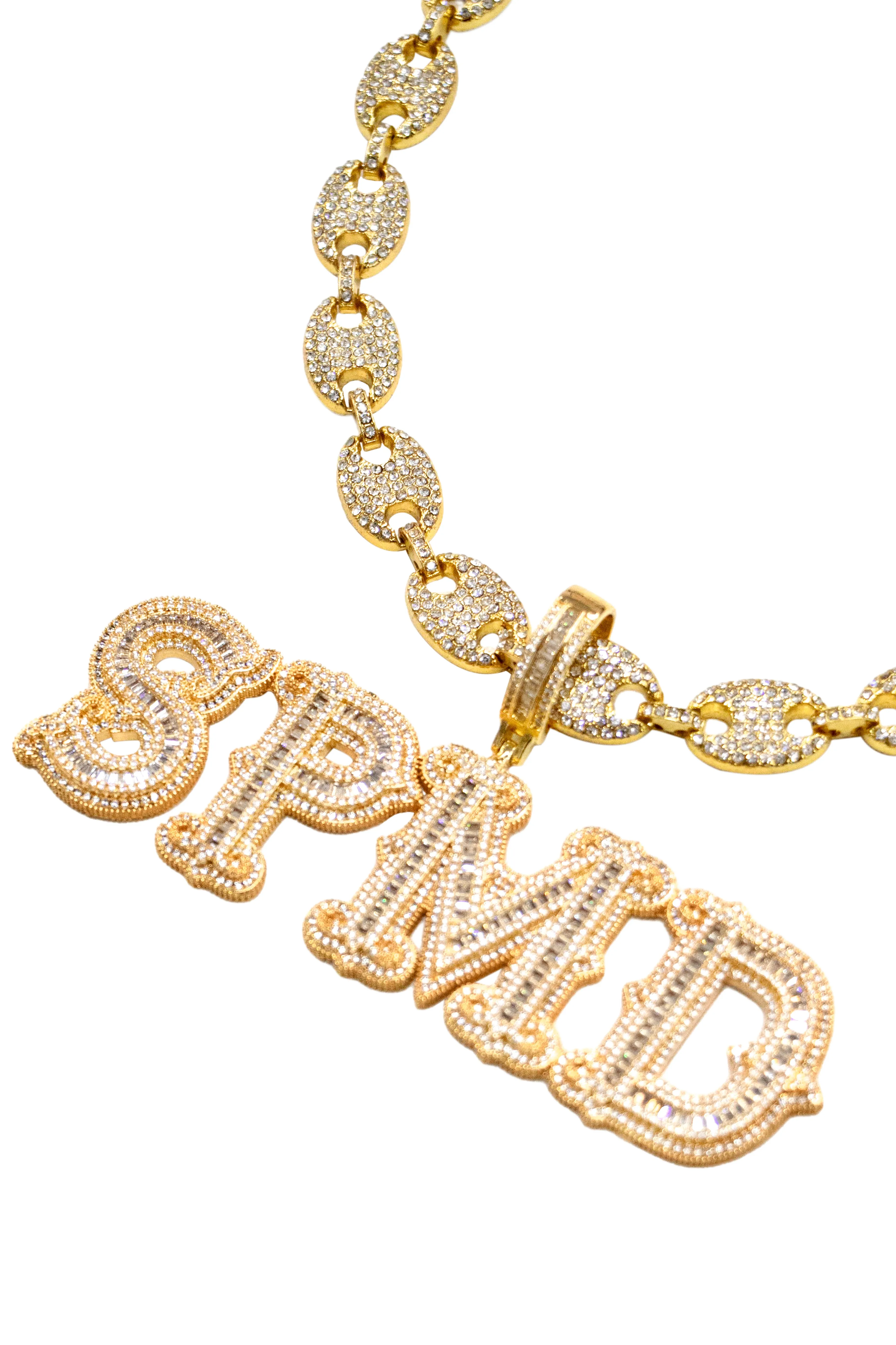 Thesupermade Hip-hop Diamond Letter Necklace - 2229