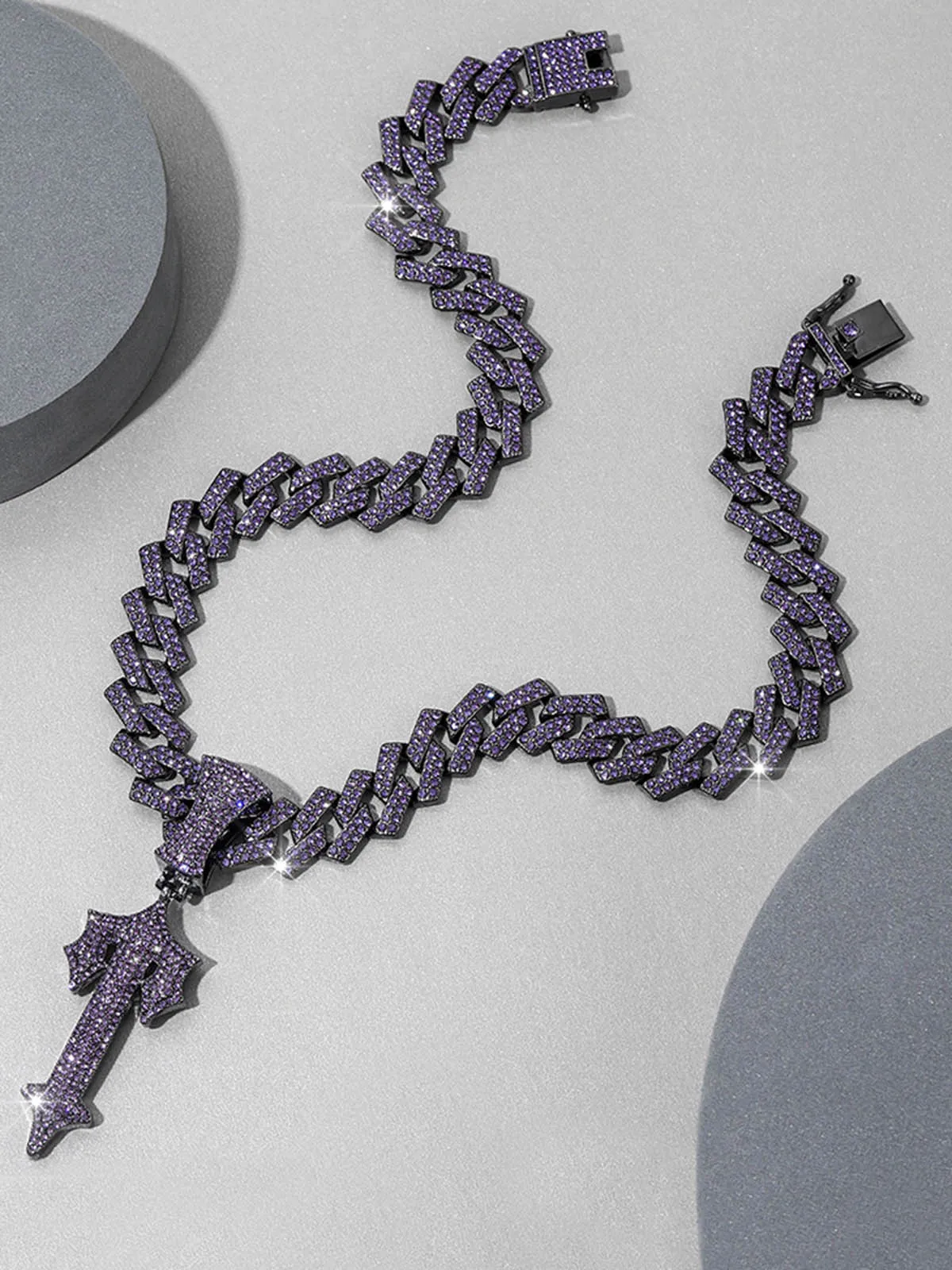 Thesupermade Purple Diamond Cuban Necklace