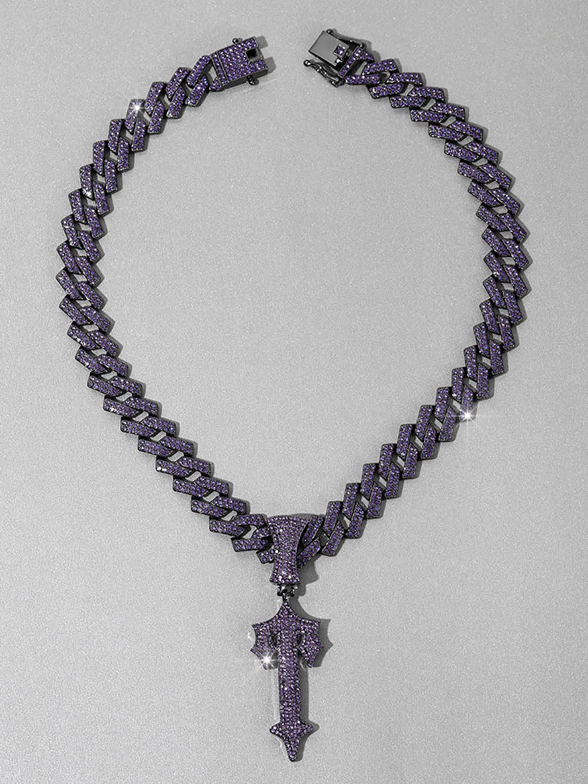 Thesupermade Purple Diamond Cuban Necklace