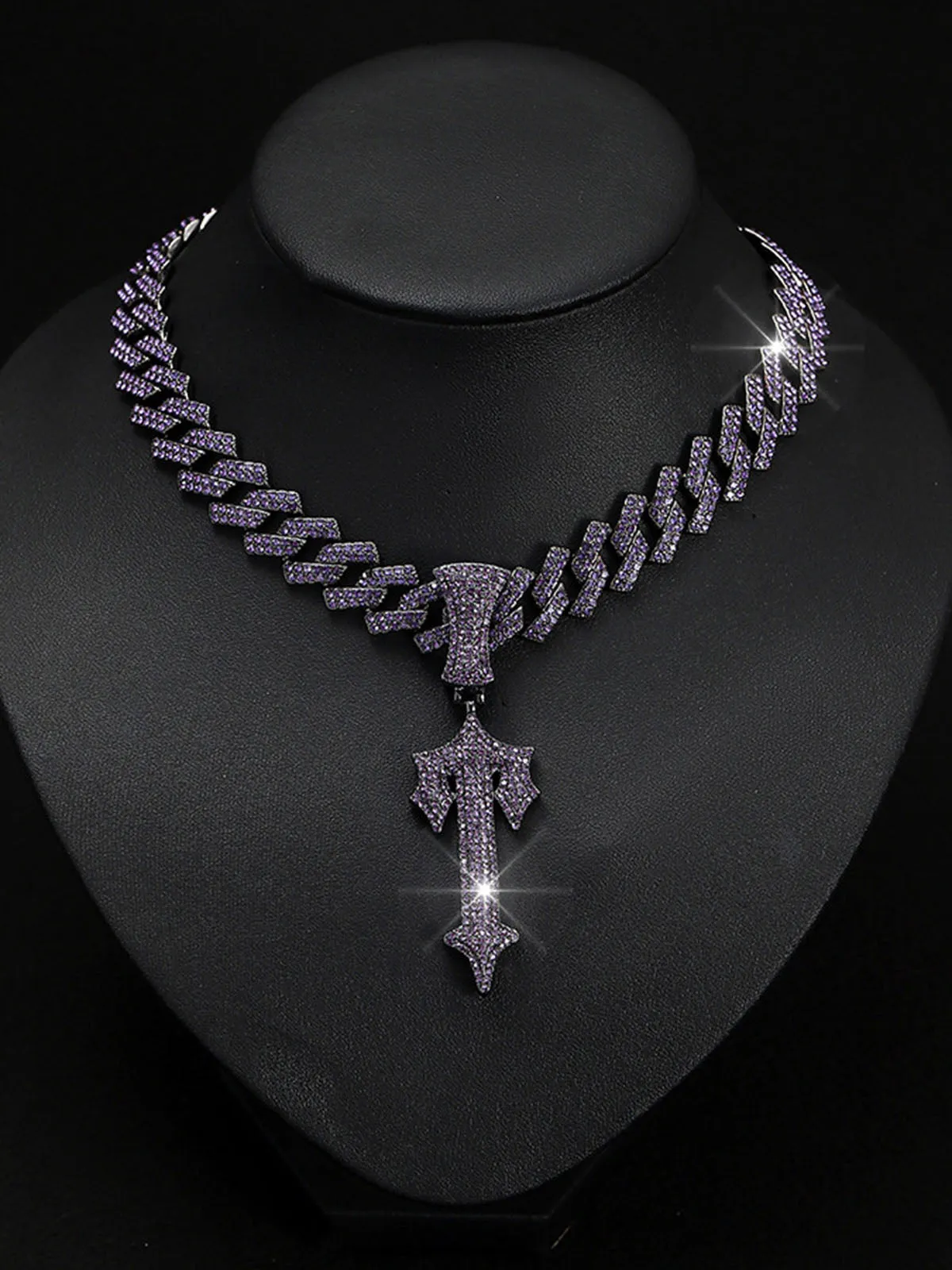 Thesupermade Purple Diamond Cuban Necklace