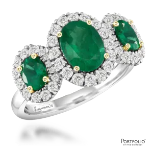 Three Stone 1.83ct Emerald Platinum/Yellow Gold Ring