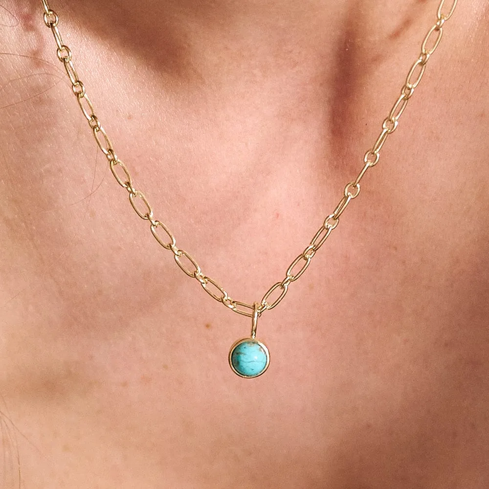 Turquoise Chunky Healing Stone Necklace 18ct Gold Plate