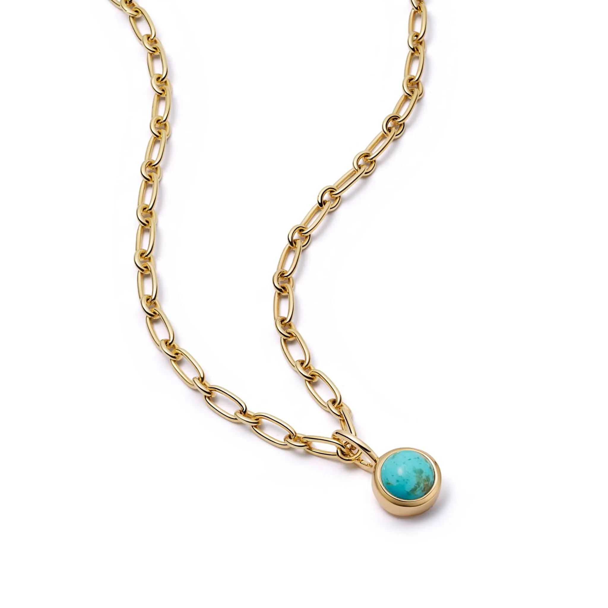 Turquoise Chunky Healing Stone Necklace 18ct Gold Plate