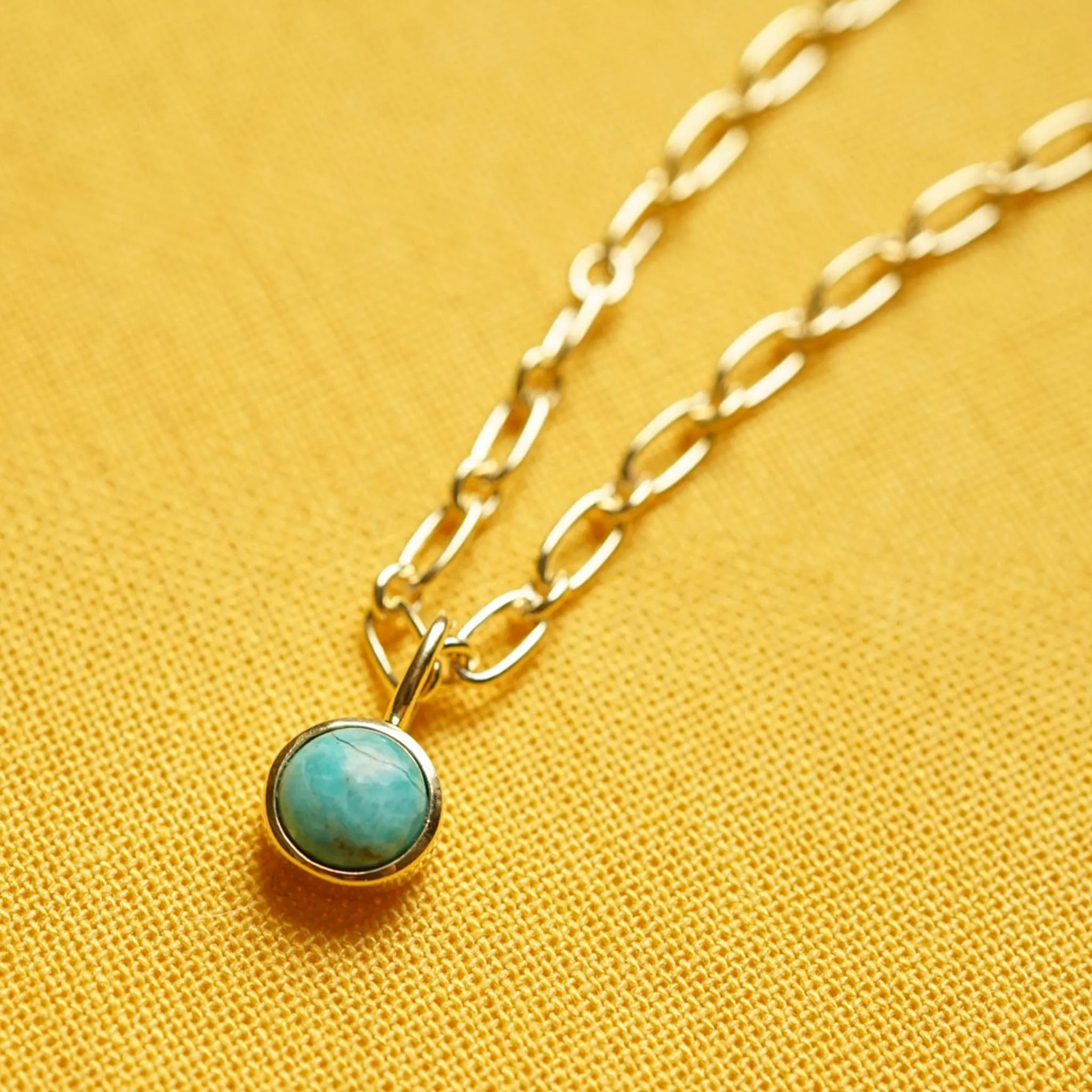 Turquoise Chunky Healing Stone Necklace 18ct Gold Plate