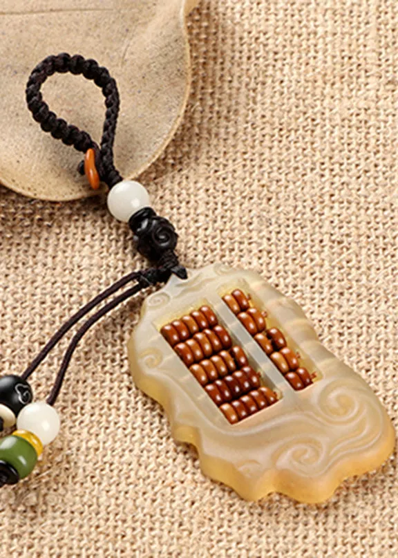 Unique Yellow Xiangyun Sandalwood Abacus Key Pendant