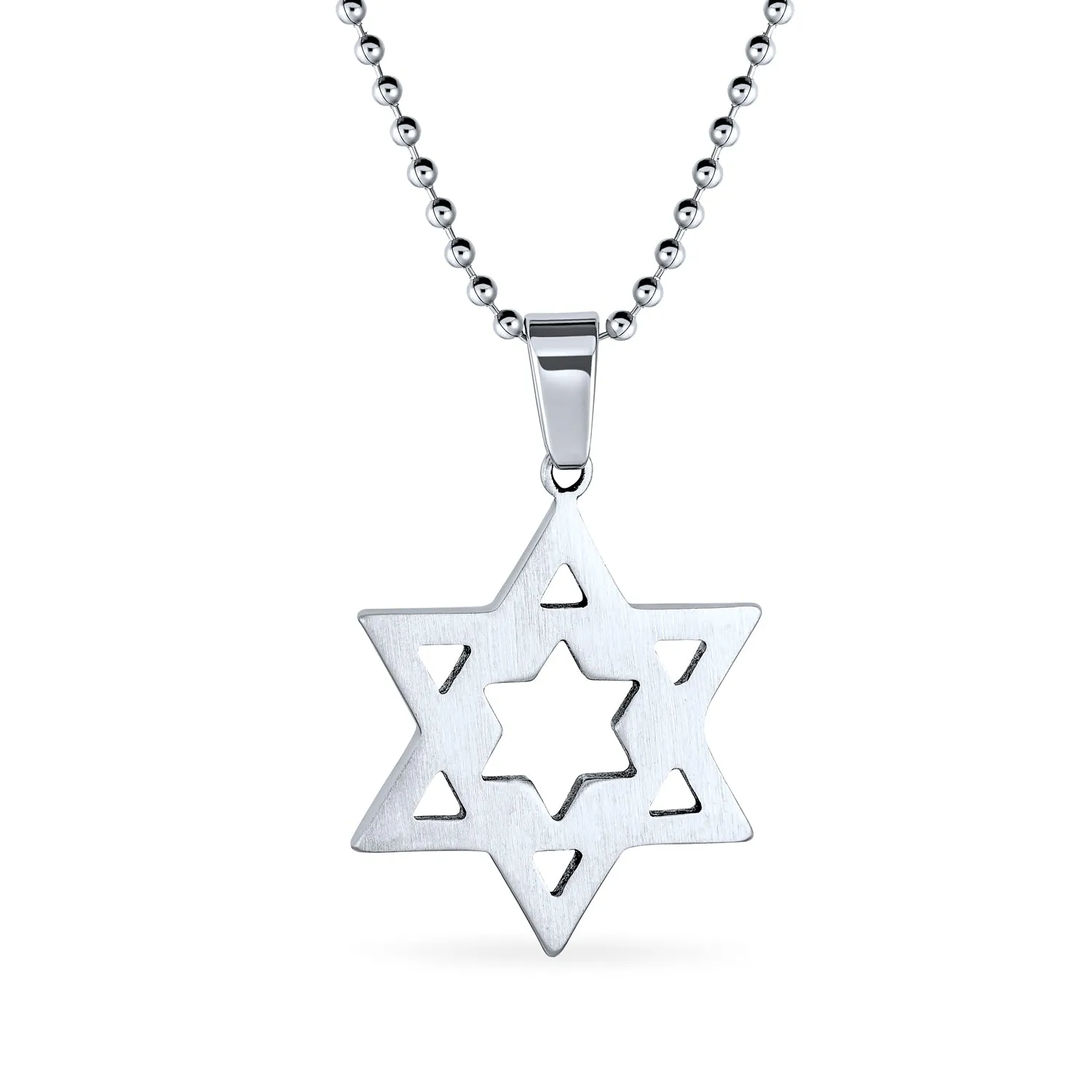 Unisex Men's Star of David Pendant Necklace for Bar Mitzvah Stainless Steel