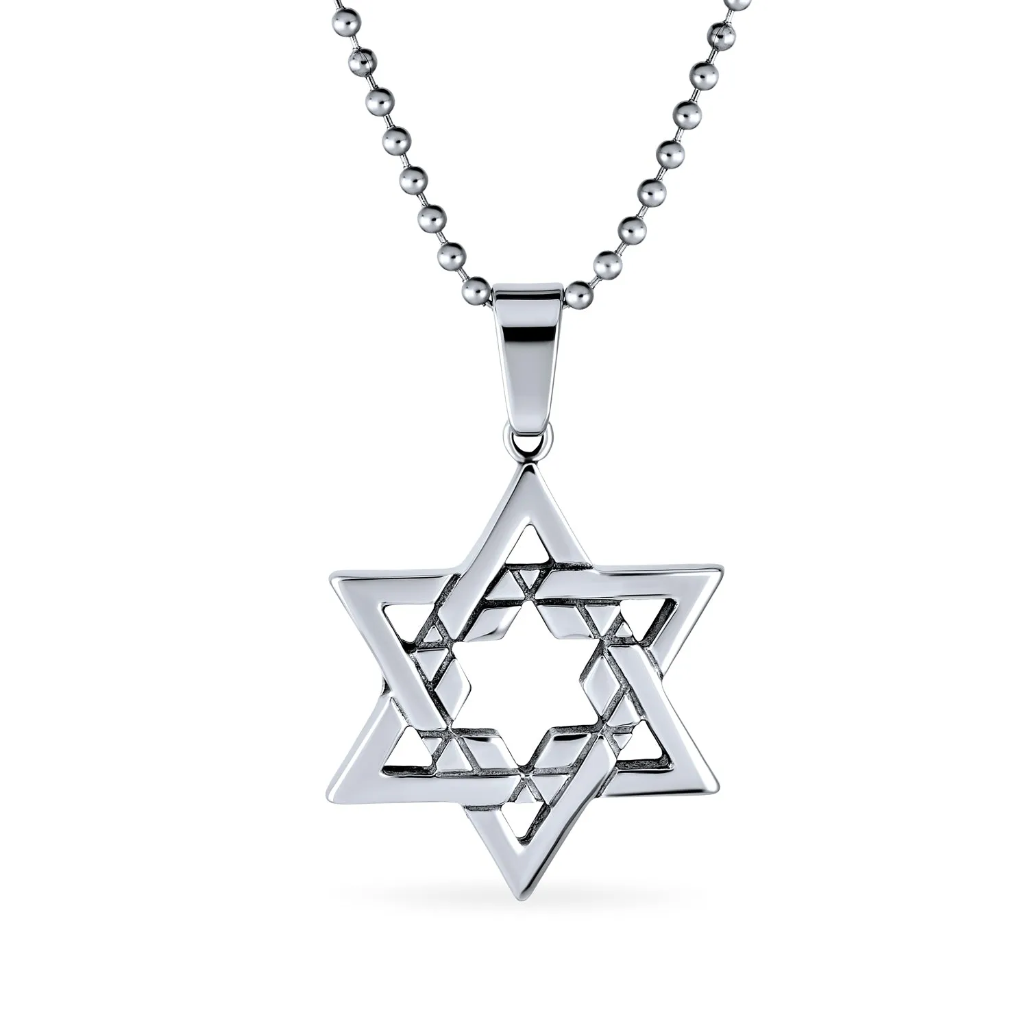 Unisex Men's Star of David Pendant Necklace for Bar Mitzvah Stainless Steel