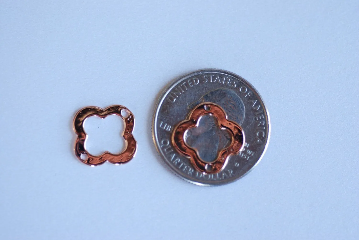 Vermeil Rose Gold Quatrefoil Charms Pendants, Gold Clover Connector, four leaf quatrefoil clover, Gold Quatrefoil Clover Links Connectors,76