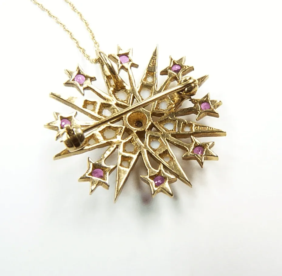 Victorian Hallmarked Gold Celestial Star Pendant With 18 Inch Necklace