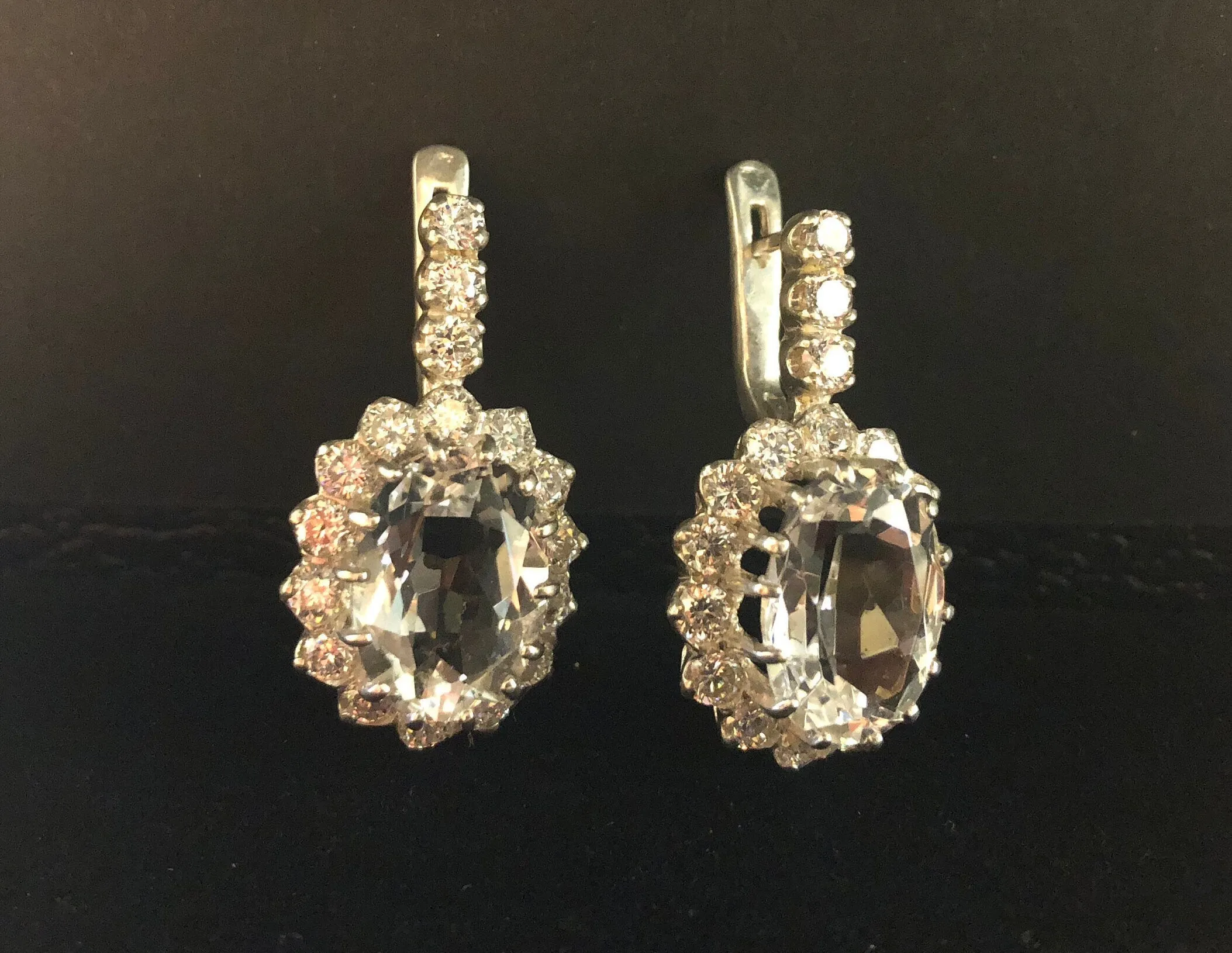 Victorian Topaz Earrings - White Topaz Earrings - Topaz Long Earrings