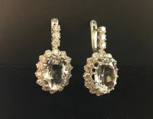 Victorian Topaz Earrings - White Topaz Earrings - Topaz Long Earrings