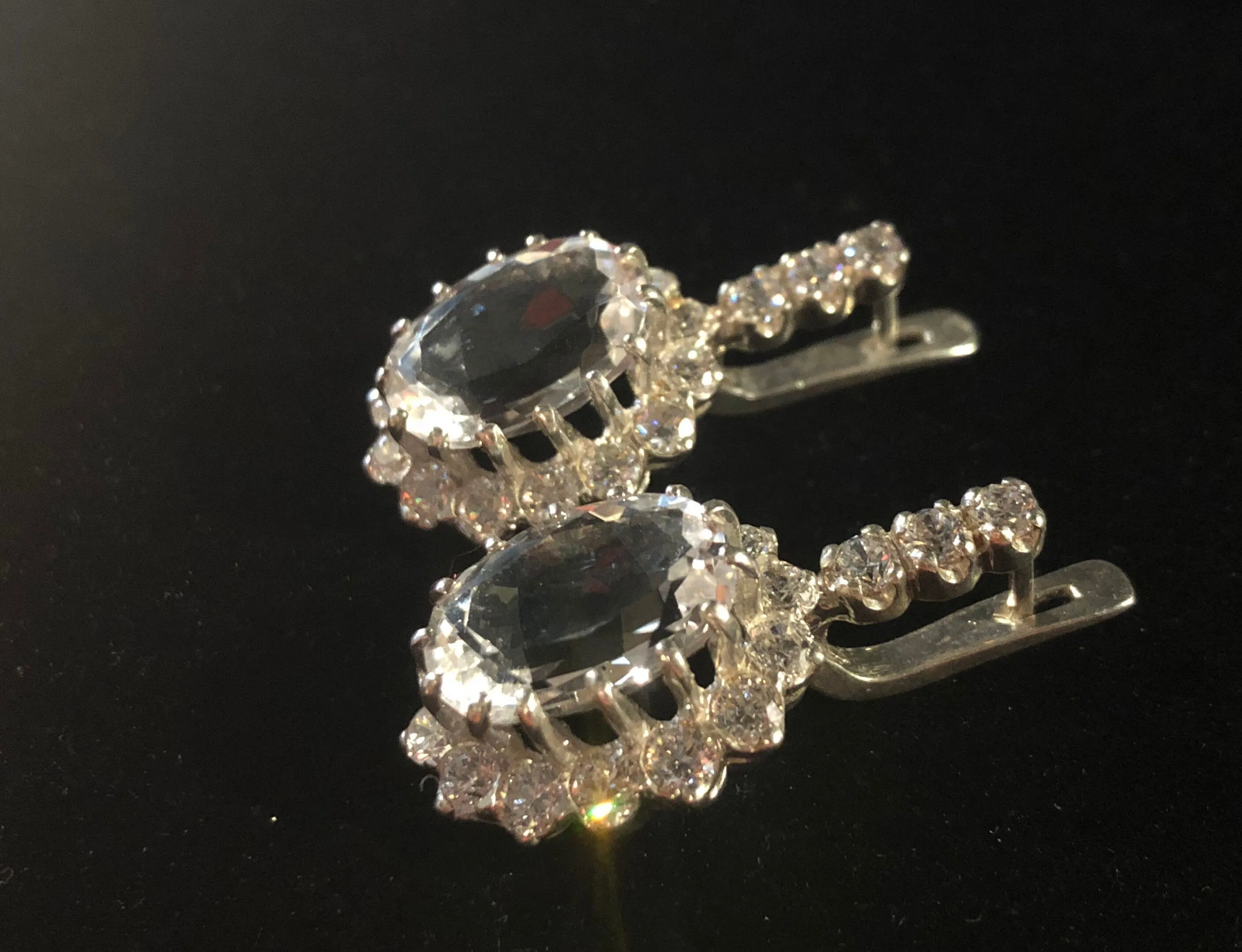 Victorian Topaz Earrings - White Topaz Earrings - Topaz Long Earrings