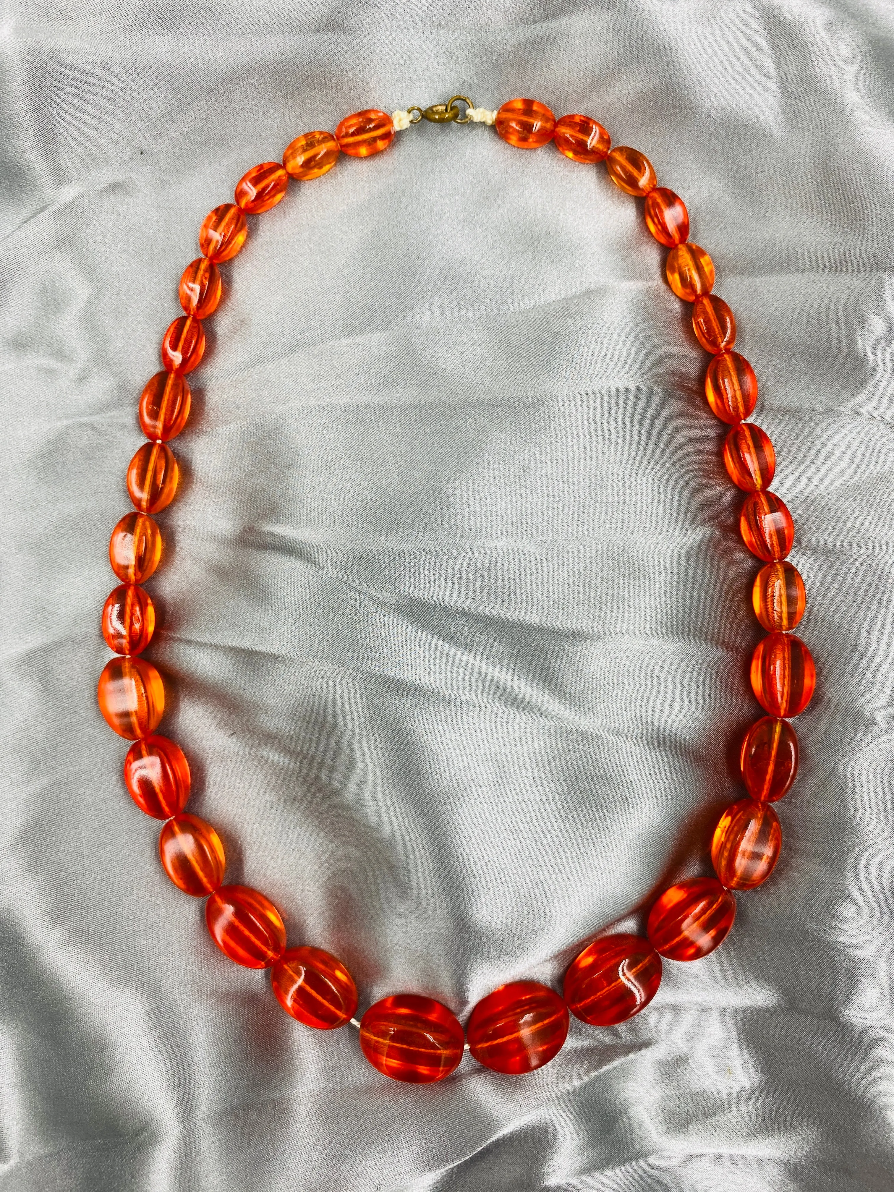 Vintage 1930s Orange Glass Bead Necklace