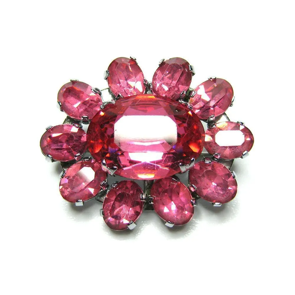 Vintage 1940's Pink Flower Brooch