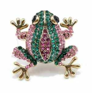 Vintage look gold plated stunning frog brooch suit coat broach collar pin b62