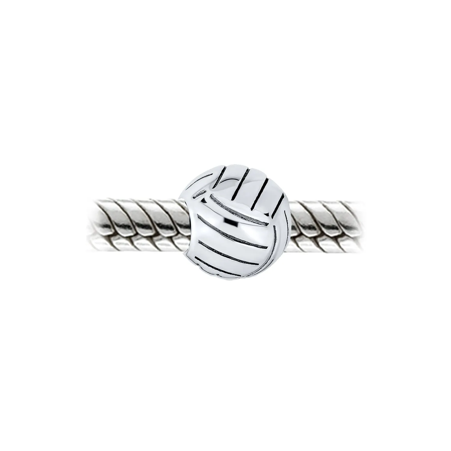 Volleyball Charm Bead Sterling Silver for European Bracelets