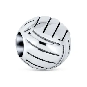 Volleyball Charm Bead Sterling Silver for European Bracelets