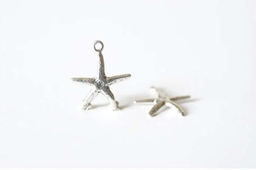 Wholesale Sterling Silver Starfish Charm, 925 silver sea life charm, STARFISH PENDANTS Charms, 925 Sterling Silver Star Fish, 71