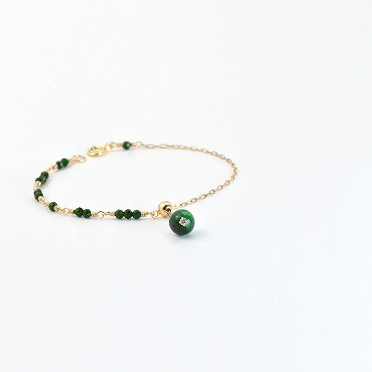 Womens Jade Beaded Bracelets 14K Gold Charm Bracelets for Women