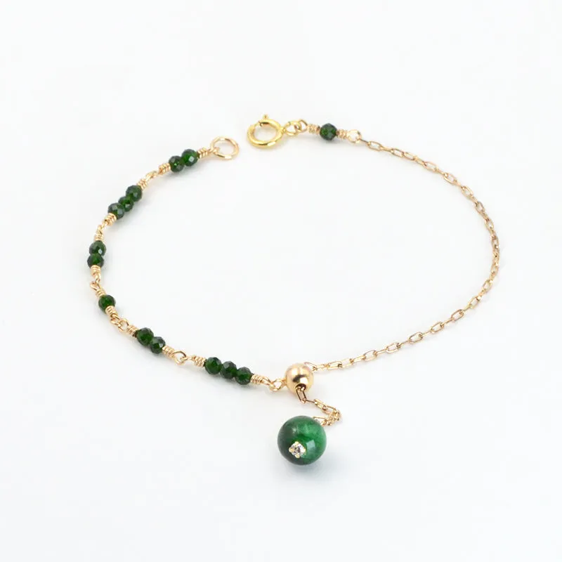 Womens Jade Beaded Bracelets 14K Gold Charm Bracelets for Women