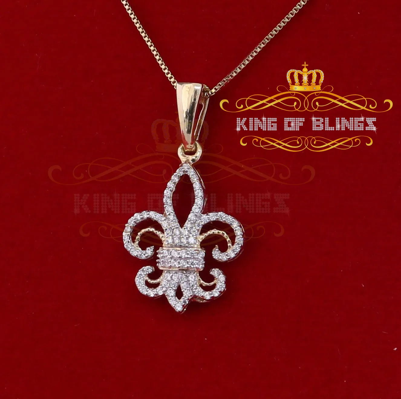 Yellow 925 Sterling Silver Fleur de Lis Pendant with 0.69ct Cubic Zirconia Stone